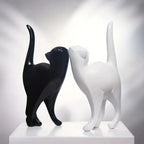 White ceramic cat figurine, modern artistic design, glossy finish - House of Avana