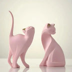 White ceramic cat figurine, modern artistic design, glossy finish - House of Avana