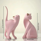 White ceramic cat figurine, modern artistic design, glossy finish - House of Avana