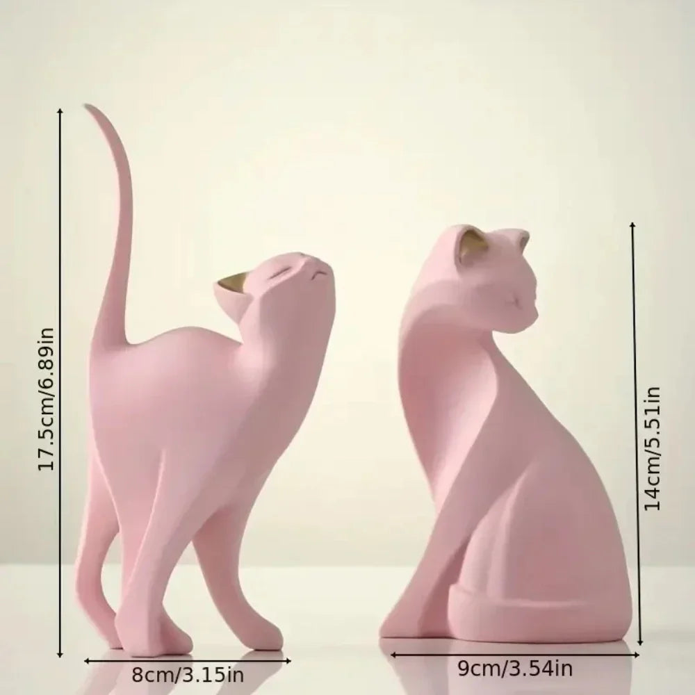White ceramic cat figurine, modern artistic design, glossy finish - House of Avana