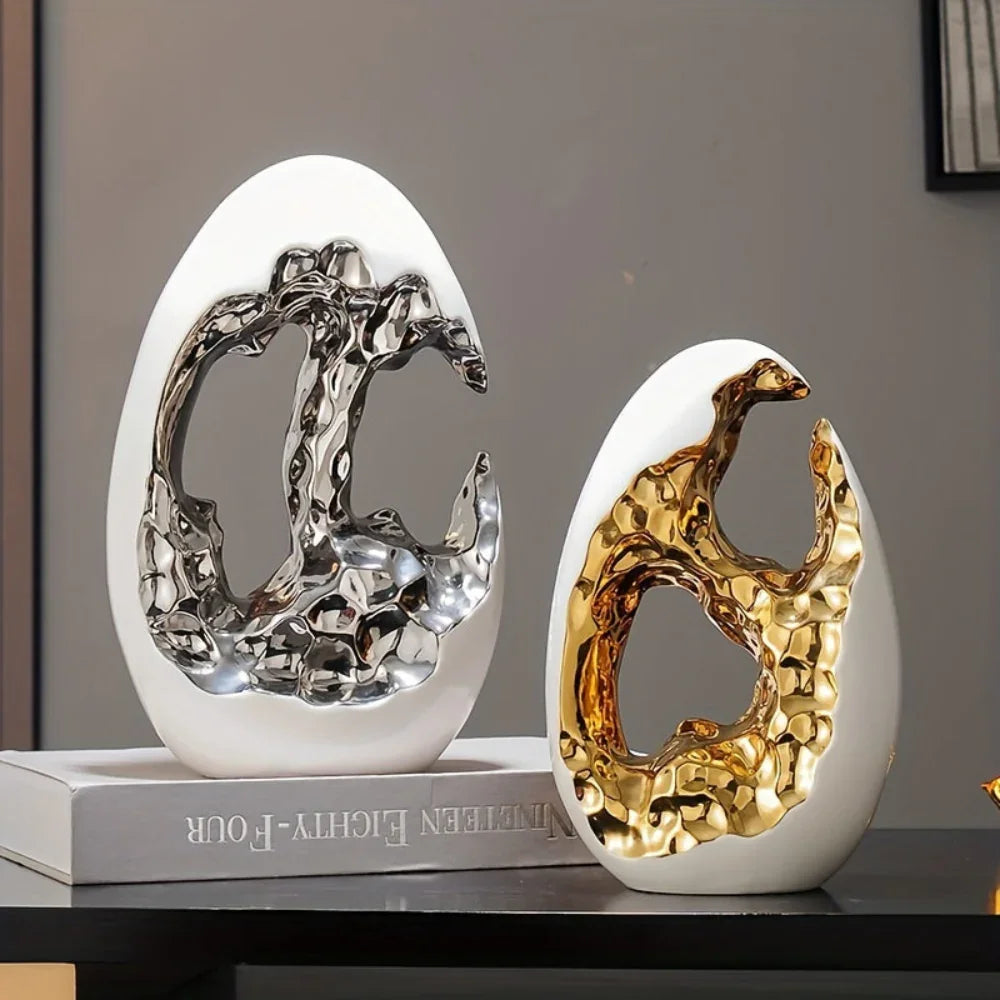 Modern Ceramic Figurine - White Sculpture, lifestyle image - House Of Avana