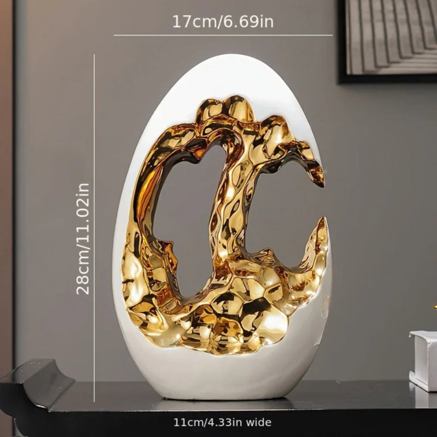 Modern Ceramic Figurine - White Sculpture, angled view - House Of Avana