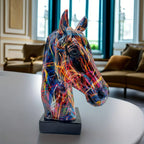 Multi-color Horse Head Figurine Tall, angled view - House Of Avana