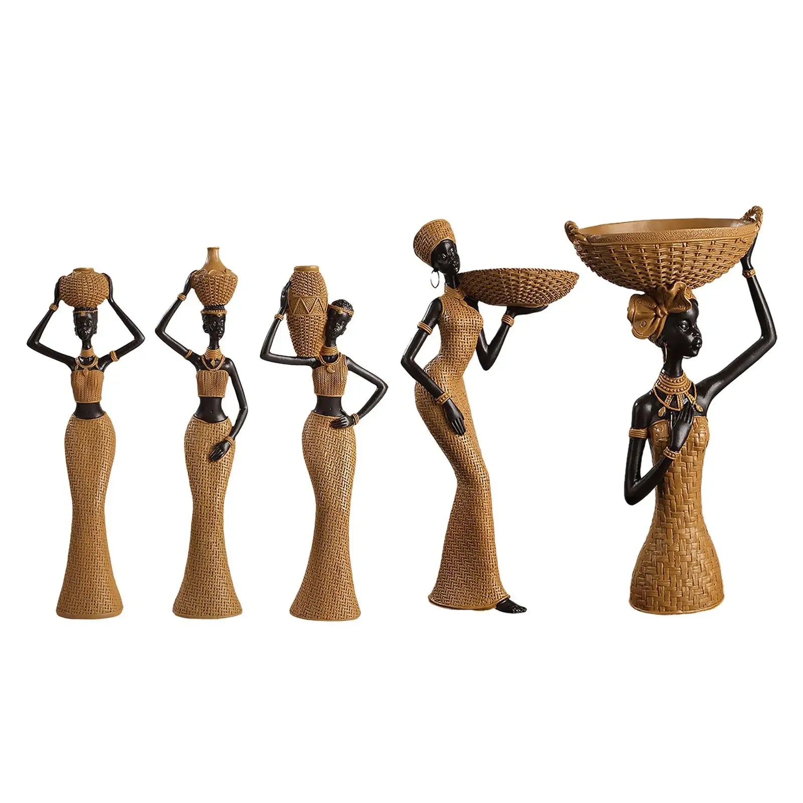 Africian Women Figurine Tabletop Sculpture Hand Crafted for Car Dashboard - House Of Avana