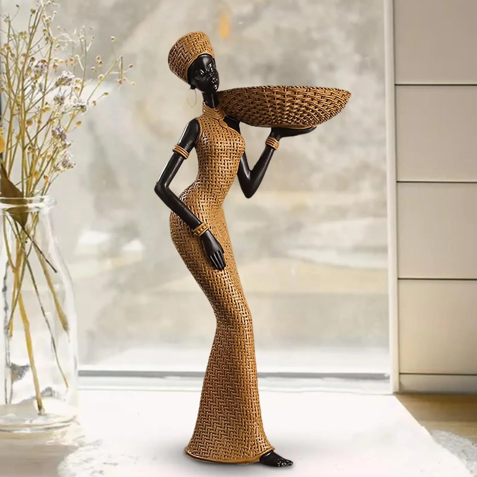 Africian Women Figurine Tabletop Sculpture Hand Crafted for Car Dashboard - House Of Avana