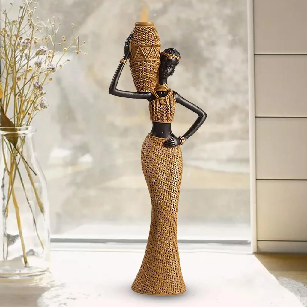 Africian Women Figurine Tabletop Sculpture Hand Crafted for Car Dashboard - House Of Avana
