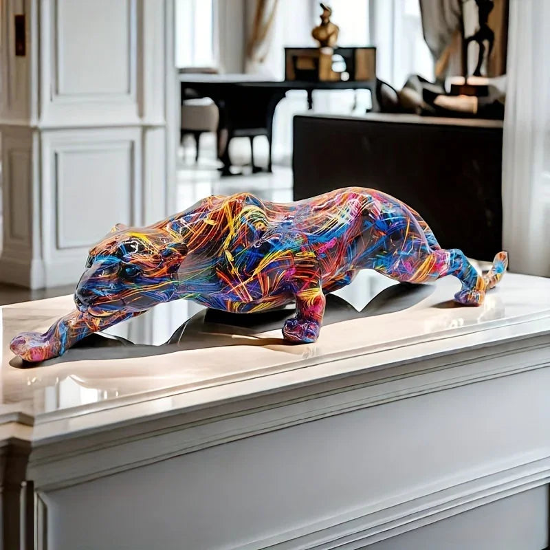 Colorful Alphabet Animal Resin Leopard Figurine - Decorative Sculpture for Home, Office, Bar - Versatile... - House Of Avana