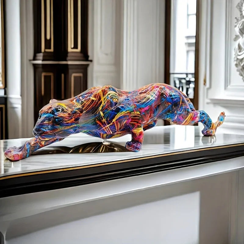 Colorful Alphabet Animal Resin Leopard Figurine - Decorative Sculpture for Home, Office, Bar - Versatile... - House Of Avana