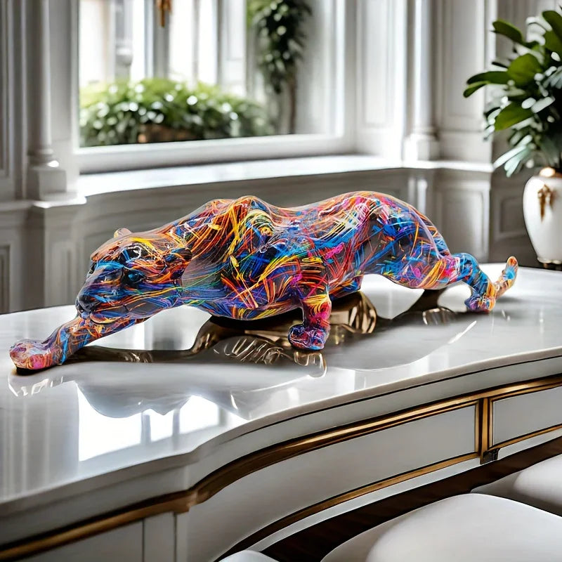 Leopard Figurine - Colorful Alphabet Sculpture, angled view - House Of Avana