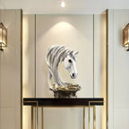 Resin Horse Head Figurine Sculpture with Intricate Details, detail shot - House Of Avana