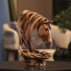 Resin Horse Head Figurine Sculpture with Intricate Details, texture detail - House Of Avana