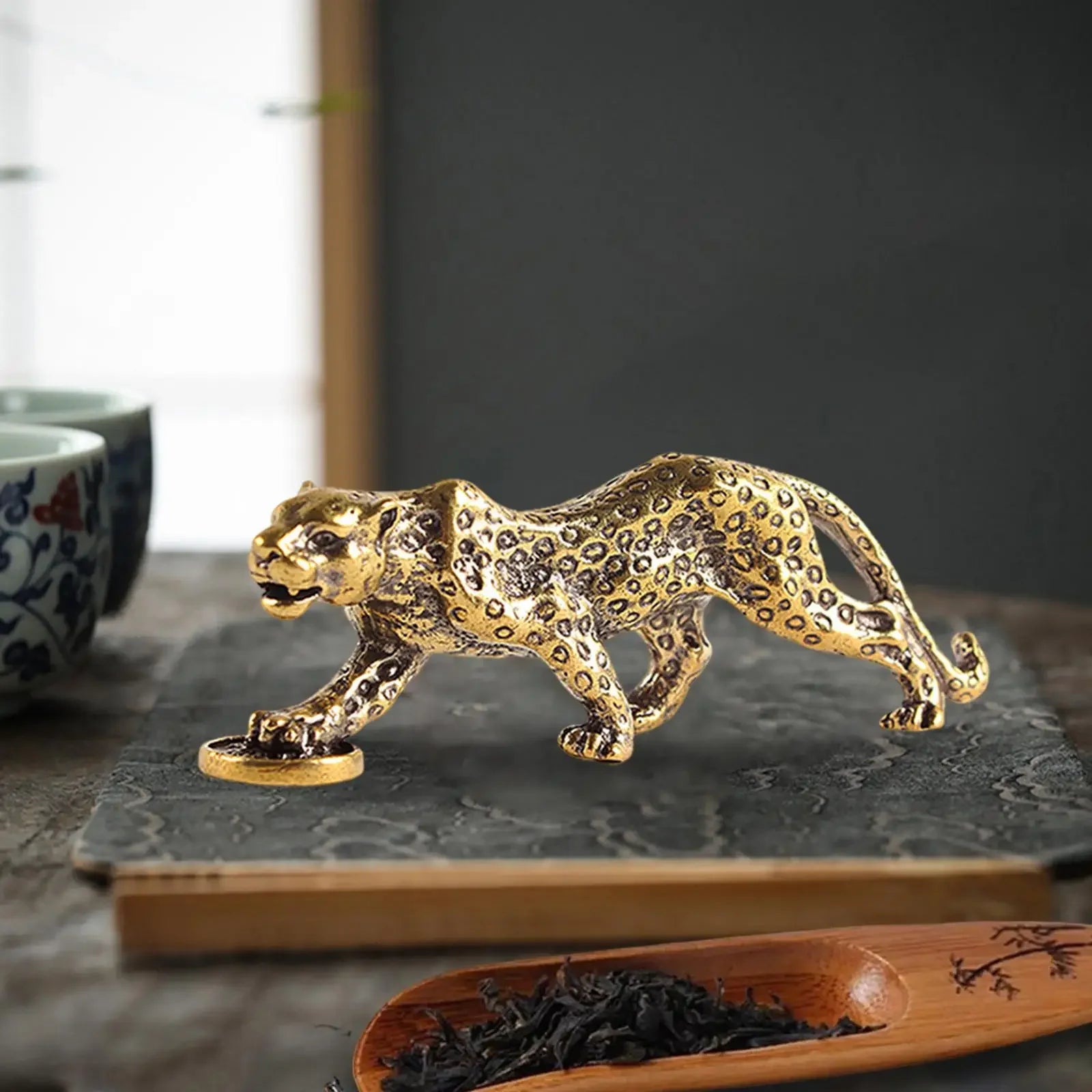 Brass Cheetah Figurine Housewarming Gift Collections Ornaments Sculpture Vintage for Office Tabletop Bar... - House Of Avana