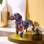 Modern Rainbow Resin Dachshund Dog Figurine, Alphabet Animal Sculpture for Shelf, Home, Living Room,... - House Of Avana