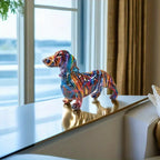 Modern Rainbow Resin Dachshund Dog Figurine, Alphabet Animal Sculpture for Shelf, Home, Living Room,... - House Of Avana