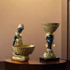 Tribal Figurine - Black Sculpture Decor, front view - House Of Avana