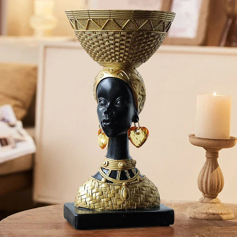 Tribal Figurine - Black Sculpture Decor, lifestyle image - House Of Avana