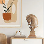 Wooden Horse Figurine Handcrafted with Intricate Details, detail shot - House Of Avana
