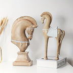 Wooden Horse Figurine Handcrafted with Intricate Details, front view - House Of Avana