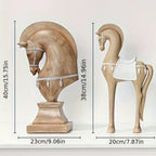 Wooden Horse Figurine Handcrafted with Intricate Details, lifestyle image - House Of Avana