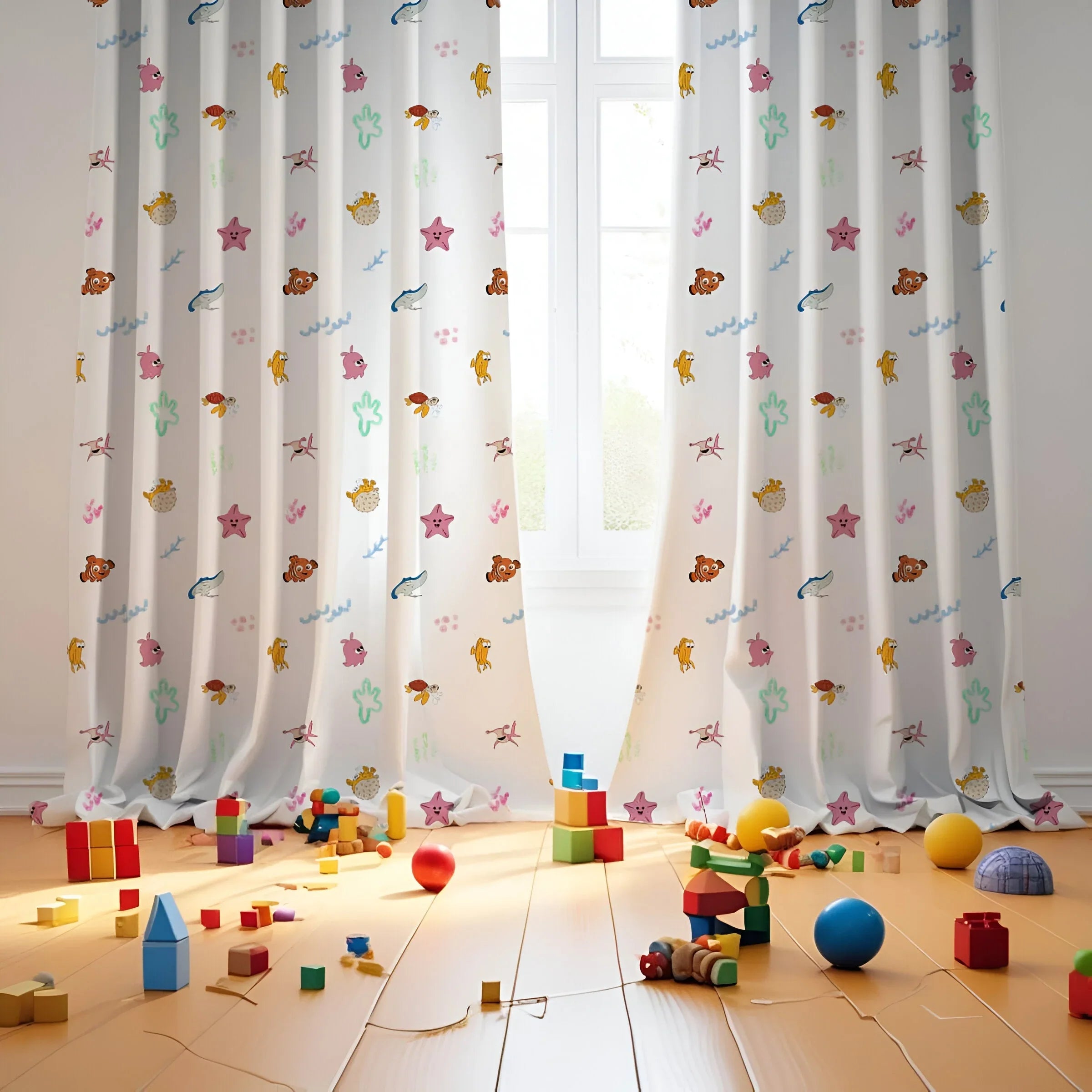 Finding Nemo Themed Baby Room Curtain PushpLinen