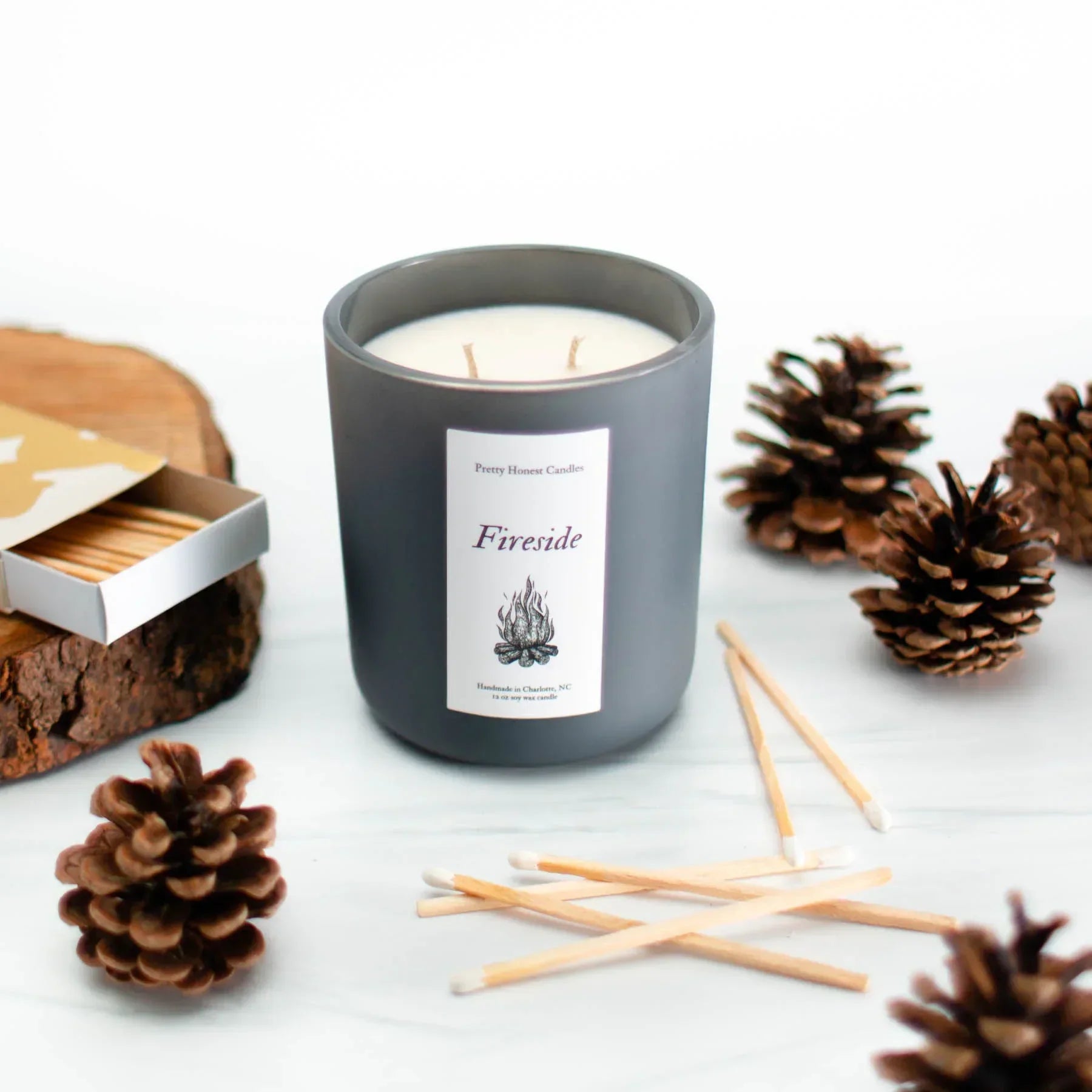 Fireside Soy Candle | Double Wick Fall Candle Pretty Honest Candles