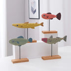 Colorful Wooden Fish Statue Nordic Style Fish Sculpture Ornaments Creative Living Room Bedroom Dining... - House Of Avana