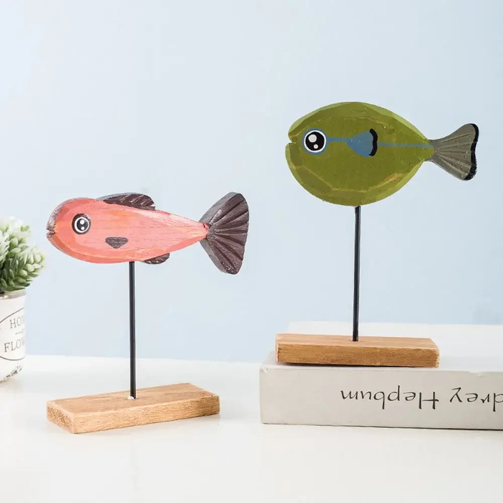 Colorful Wooden Fish Statue Nordic Style Fish Sculpture Ornaments Creative Living Room Bedroom Dining... - House Of Avana