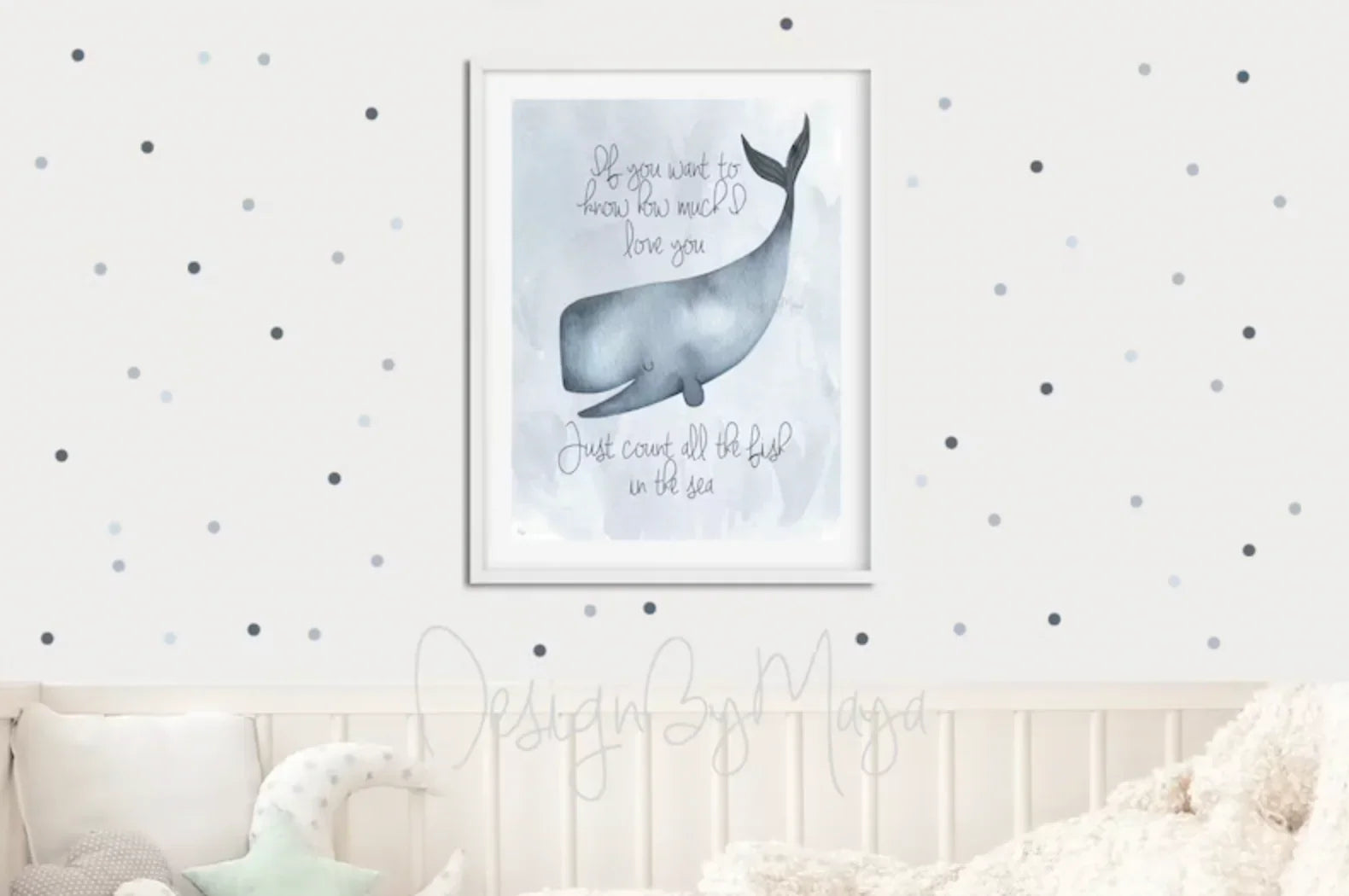 "just Count All the Fish in the Sea" - Baby Ocean Whale Set - Luster Paper Nursery Wall Art Prints, back... - House Of Avana