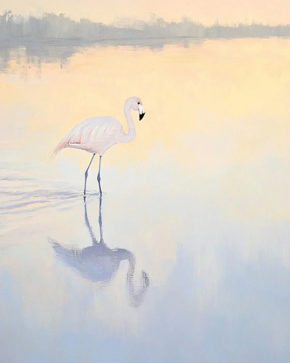 Flamingo at Dawn Ii Art Print – Elegant & Serene Wall Decor, front view - House Of Avana