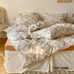 Fleur Elegant Floral Knit Cotton Bedding Set / Beige Ever Lasting