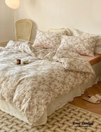 Fleur Elegant Floral Knit Cotton Bedding Set / Beige Ever Lasting