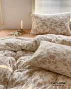 Fleur Elegant Floral Knit Cotton Bedding Set / Beige Ever Lasting