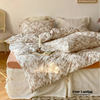 Fleur Elegant Floral Knit Cotton Bedding Set / Beige Ever Lasting