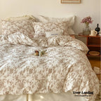 Fleur Elegant Floral Knit Cotton Bedding Set / Blue Ever Lasting