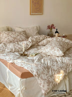 Fleur Elegant Floral Knit Cotton Bedding Set / Blue Ever Lasting