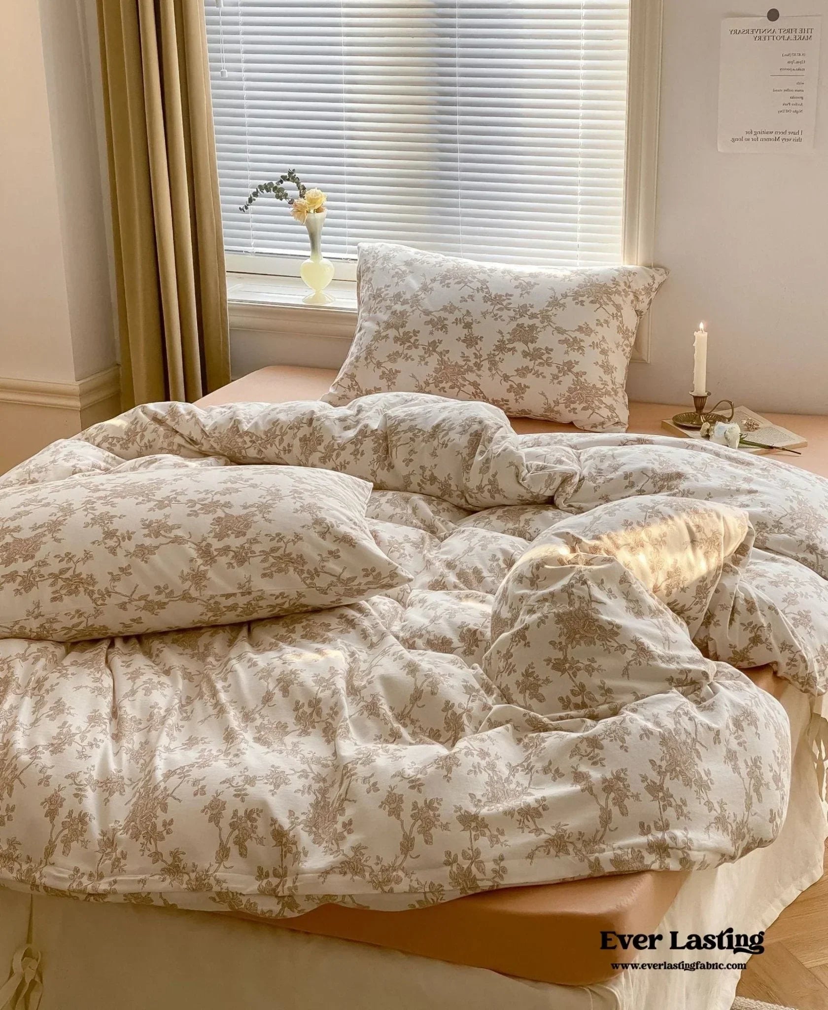 Fleur Elegant Floral Knit Cotton Bedding Set / Blue Ever Lasting