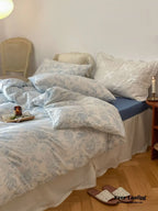 Fleur Elegant Floral Knit Cotton Bedding Set / Blue Ever Lasting