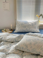 Fleur Elegant Floral Knit Cotton Bedding Set / Blue Ever Lasting