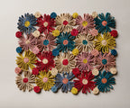 Fleur Raffia placemat, Multicolor Flowers woven tabletop Payton James