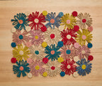 Fleur Raffia placemat, Multicolor Flowers woven tabletop Payton James