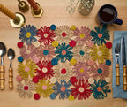 Fleur Raffia placemat, Multicolor Flowers woven tabletop Payton James