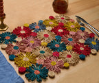 Fleur Raffia placemat, Multicolor Flowers woven tabletop Payton James