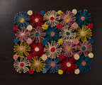 Fleur Raffia placemat, Multicolor Flowers woven tabletop Payton James