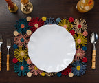 Fleur Raffia placemat, Multicolor Flowers woven tabletop Payton James