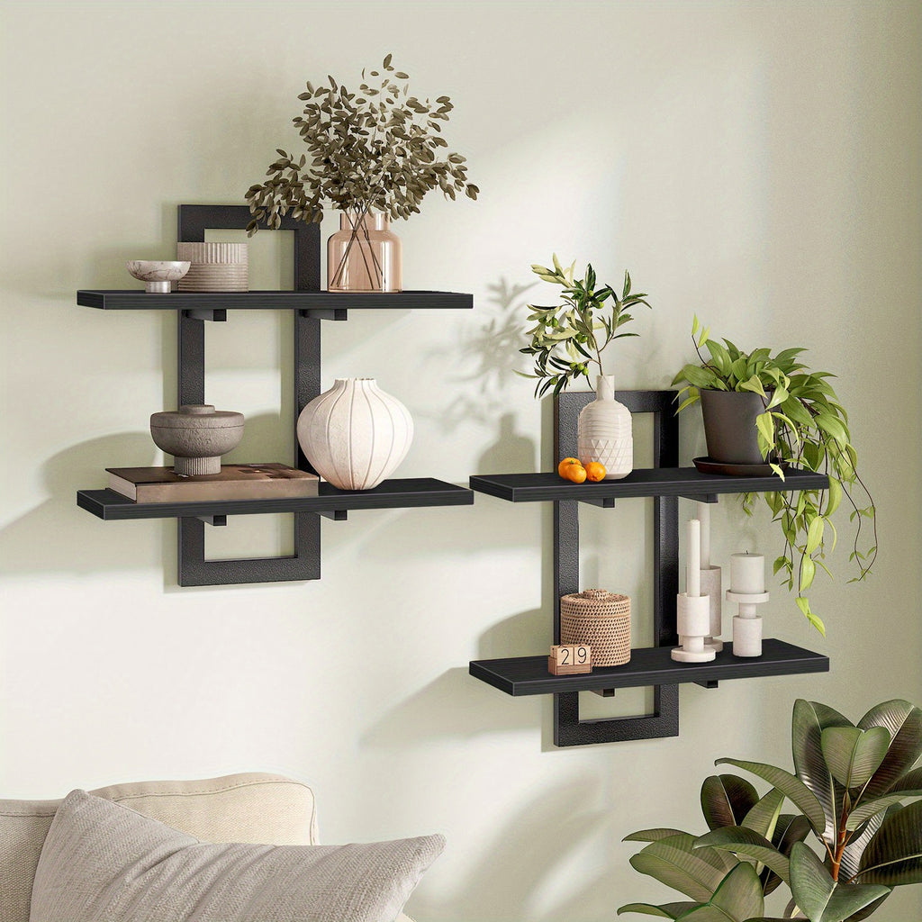 Floating Shelves, 15 Inch Office bookshelf Set of 2, for Living Room, Bedroom, Bathroom, Kitchen, Black House Of Avana