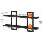 Floating Shelves, 15 Inch Office bookshelf Set of 2, for Living Room, Bedroom, Bathroom, Kitchen, Black House Of Avana