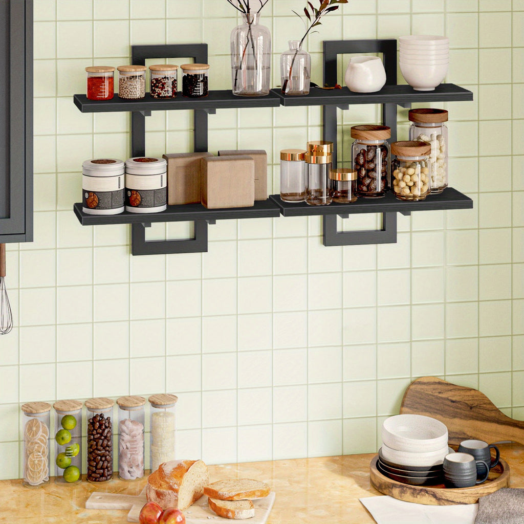 Floating Shelves, 15 Inch Office bookshelf Set of 2, for Living Room, Bedroom, Bathroom, Kitchen, Black House Of Avana