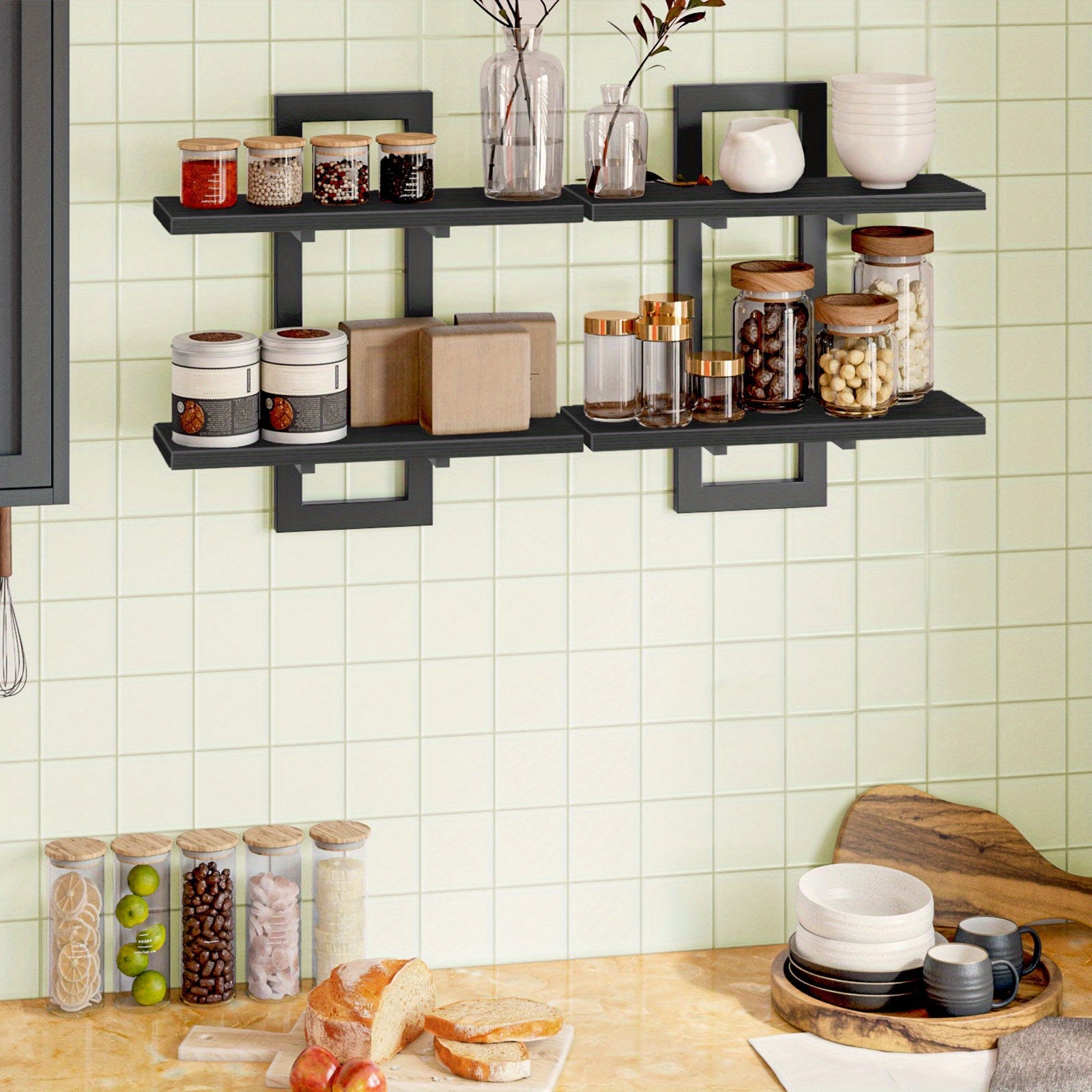 Floating Shelves, 15 Inch Office bookshelf Set of 2, for Living Room, Bedroom, Bathroom, Kitchen, Black House Of Avana