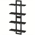 Black floating shelves set, made of engineered wood, wall mounted design - House of Avana