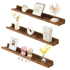 Floating Shelves, Wall Shelf Set of 3, 35.4 Inches Hanging Shelf with Raised Edge and Invisible Brackets, for Bathroom, Bedroom, Kitchen, Office, Living Room Decor House Of Avana
